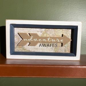 Adventure Awaits Wall Sign With Map Background